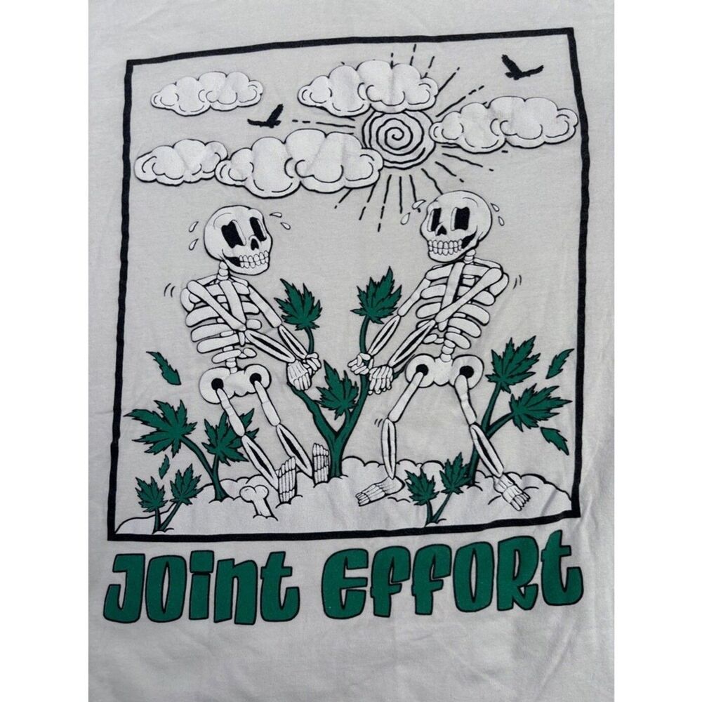 Eighty Eight "Joint Effort" Men's Tee | White Green Graphic T-Shirt - Size M